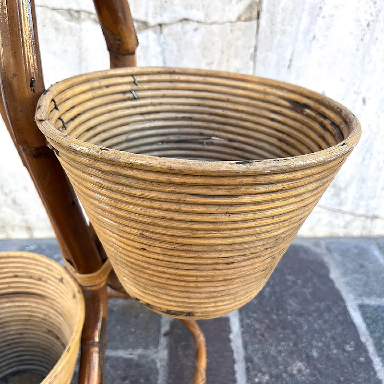 Bamboo and rattan planter, 1950s 11