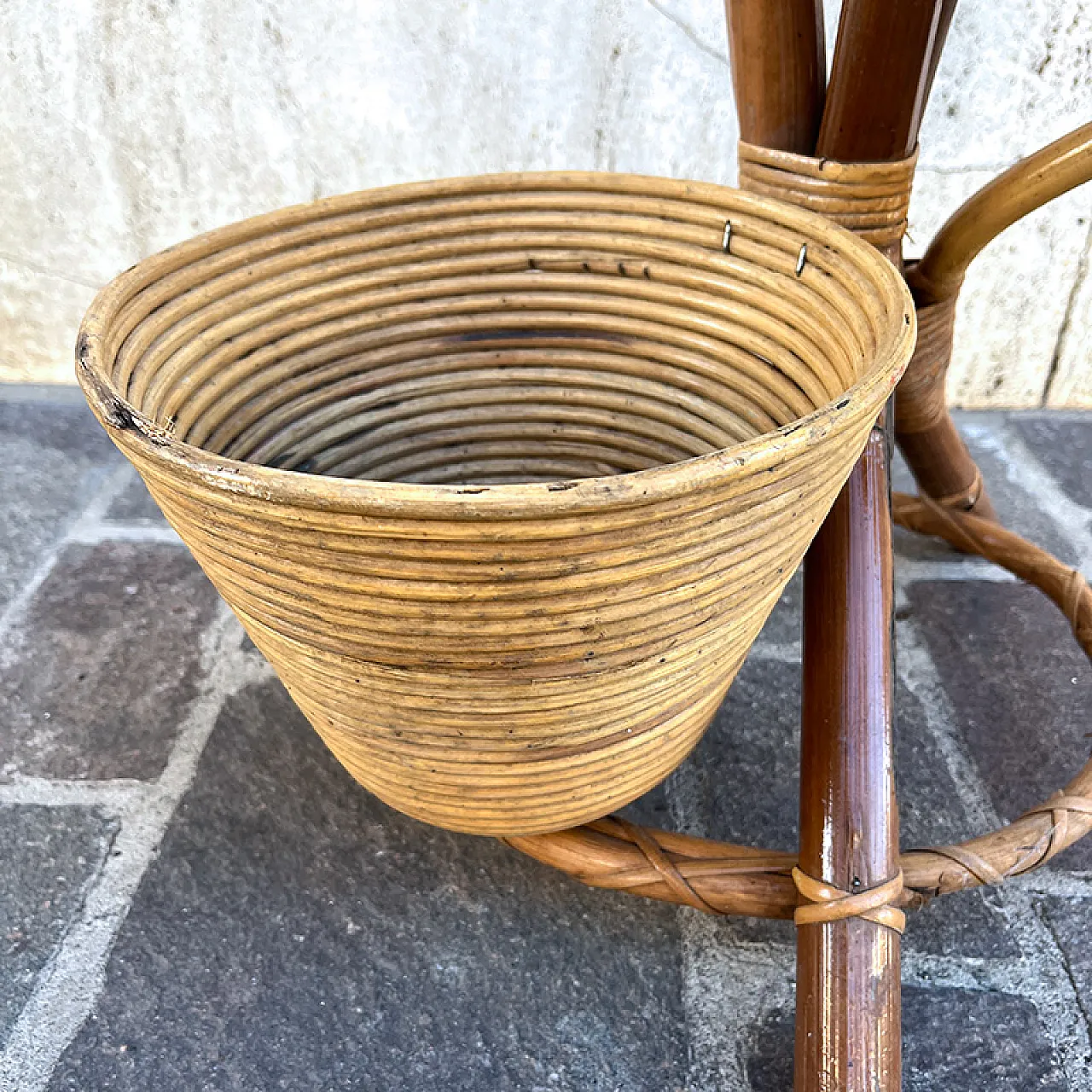 Bamboo and rattan planter, 1950s 12