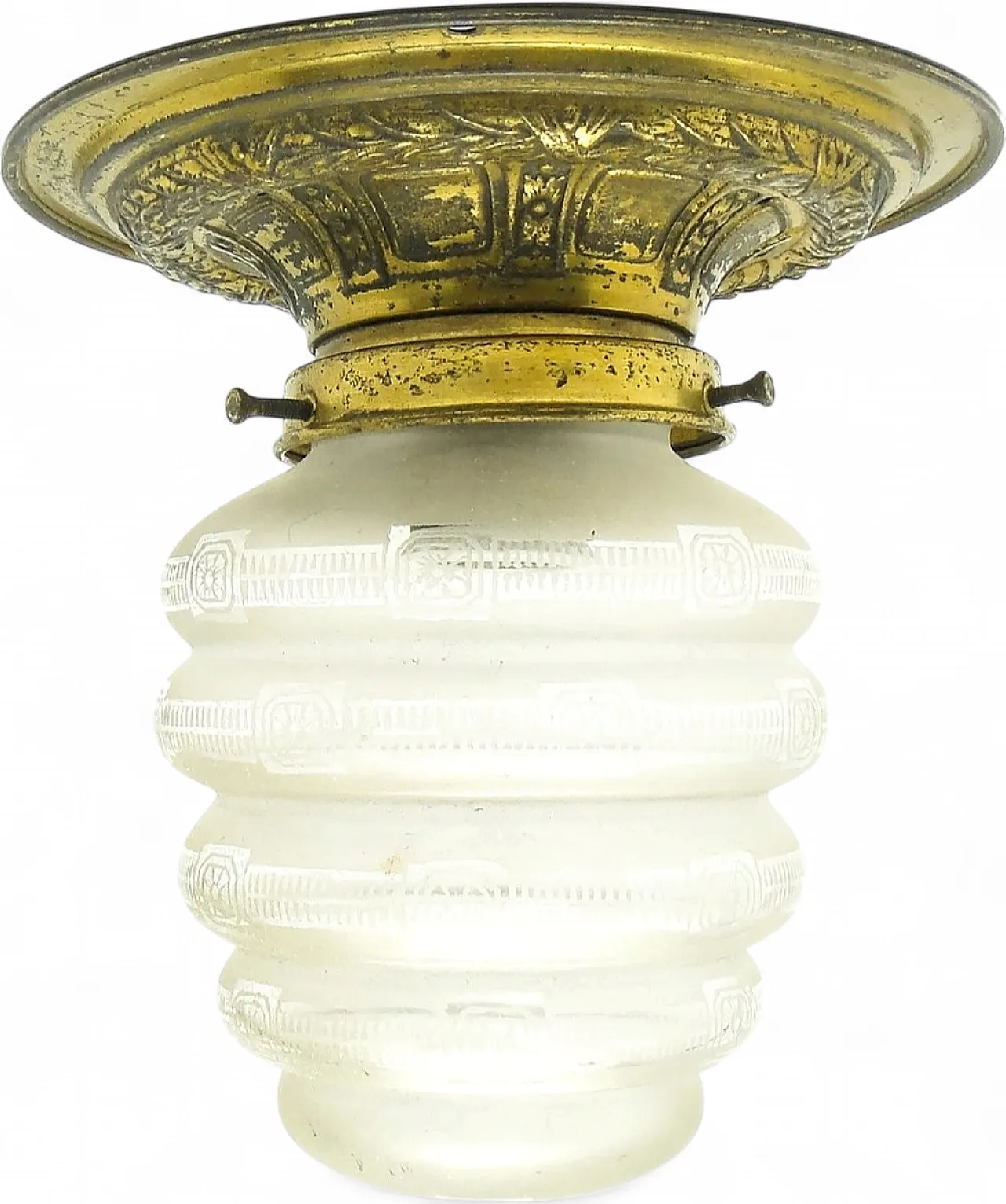 Early 20th Century Art Nouveau Brass and Glass Ceiling Lamp, Austria 9