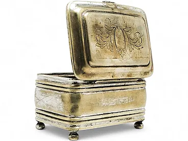Plated Brass Sugar Bowl from Henneberg Brothers, Warsaw, Poland, 19th Century