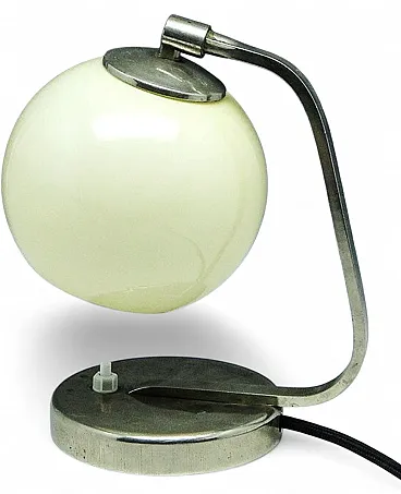 Mid-Century Glass and Metal Bedside Lamp, 1950s