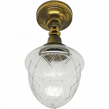 Vintage Pendant Lamp in Brass, 1930s