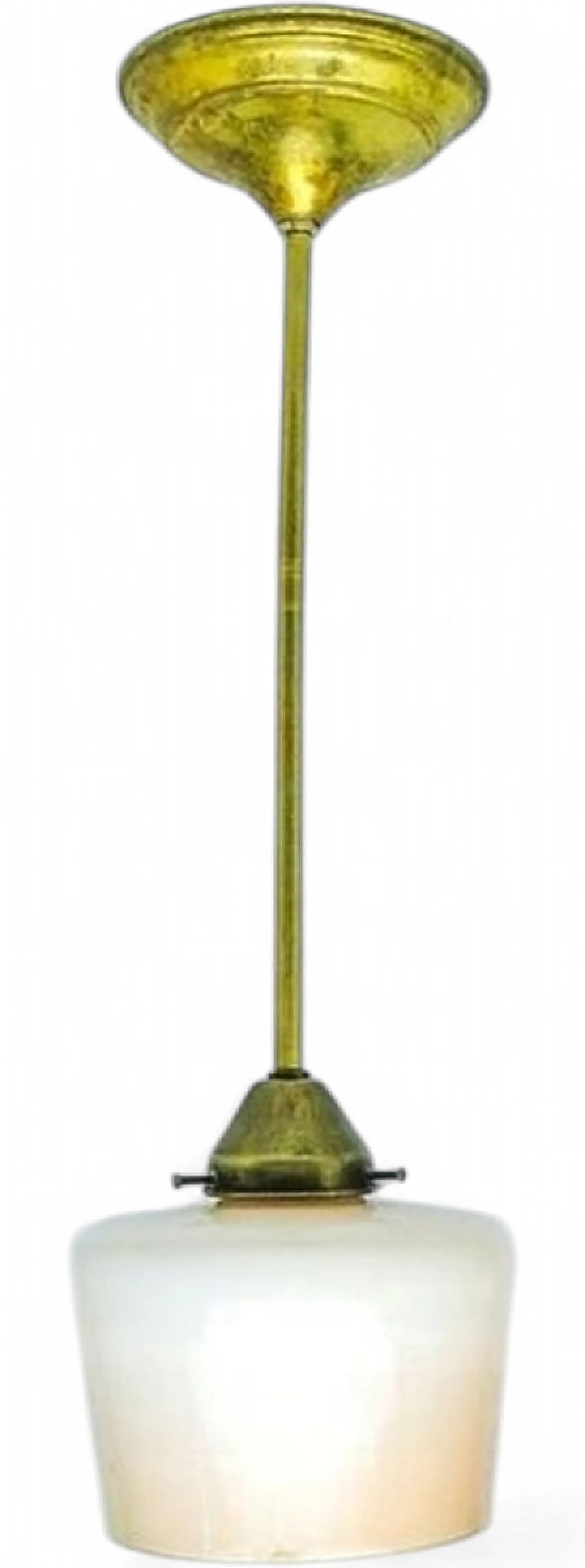 Mid-Century Pendant Lamp in Brass and Glass, 1950s 8