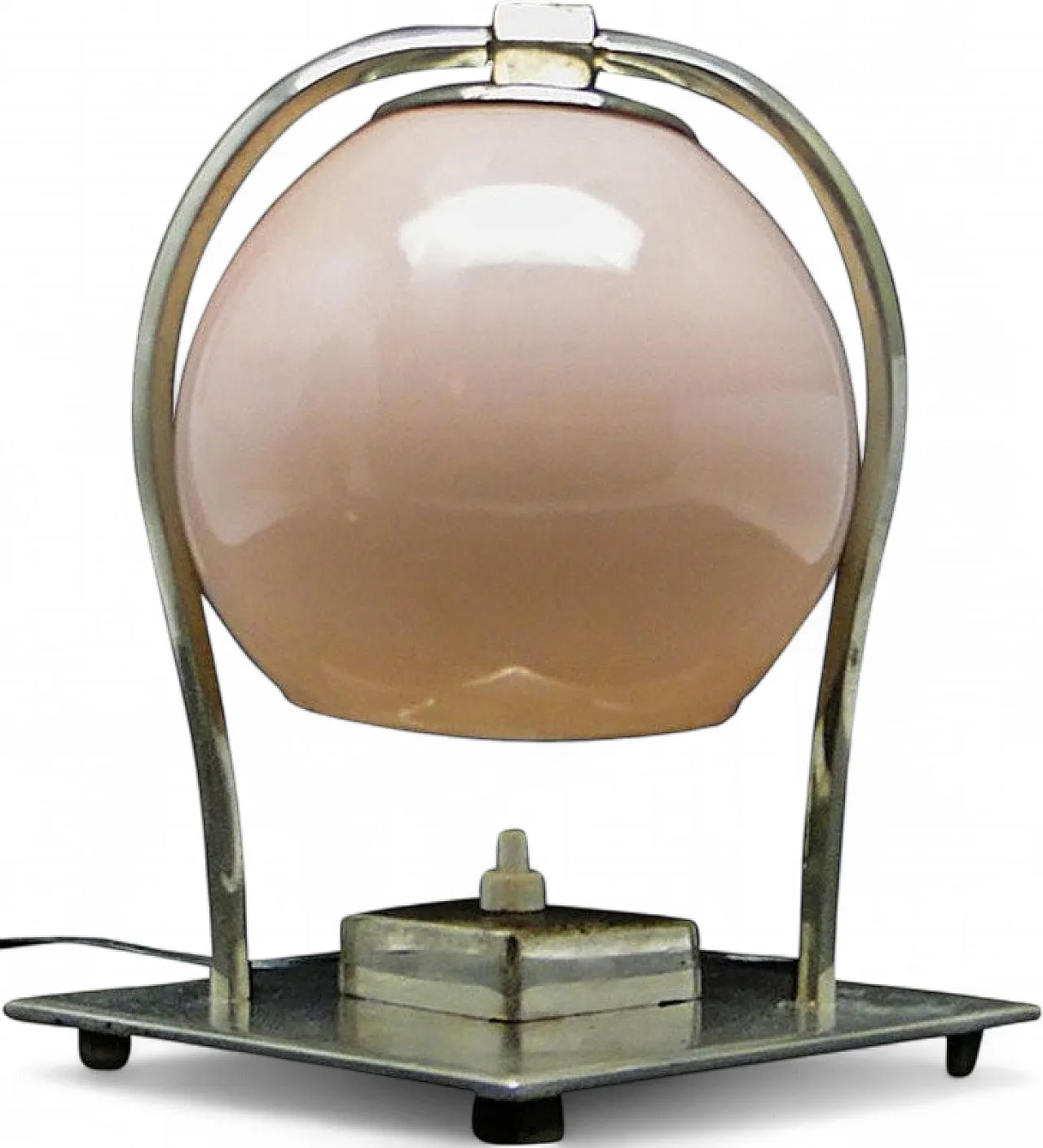 Glass and Metal Table Lamp, Germany, 1930s 7
