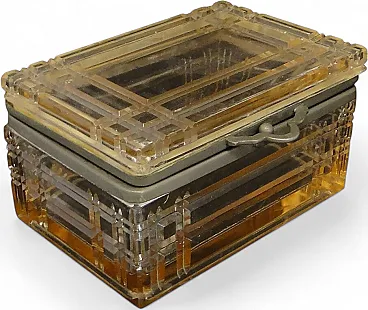 Glass Trunk with Fitting from Huta Hortensja, 1930s