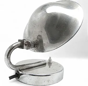 Chrome-Plated Metal Table Lamp by J. Hurka for Napako, Czechoslovakia, 1950s