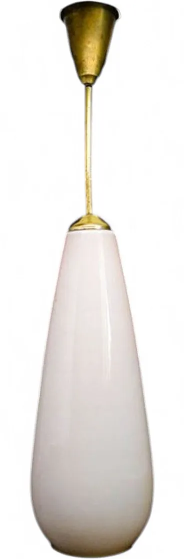 Glass and Brass Pendant Lamp, Poland, 1960s