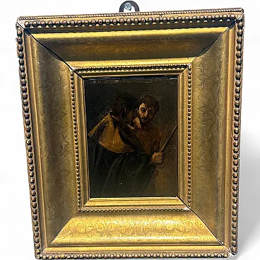 Baroque oil on canvas painting with figures, 17th century