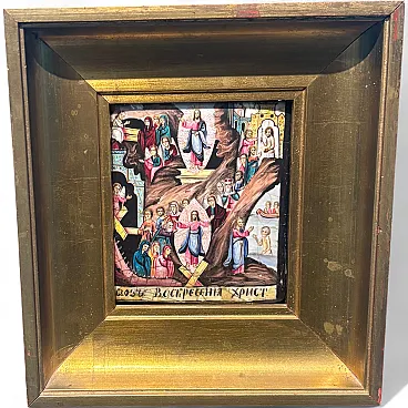Orthodox icon painted and enamelled on copper, 19th century