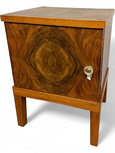 Art Deco bedside table in restored walnut, 1940