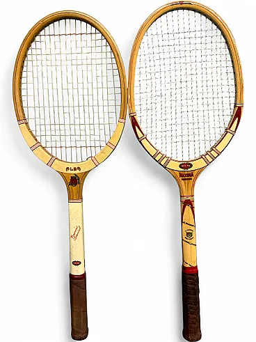 Pair of Maxima Alba tennis rackets, 60s