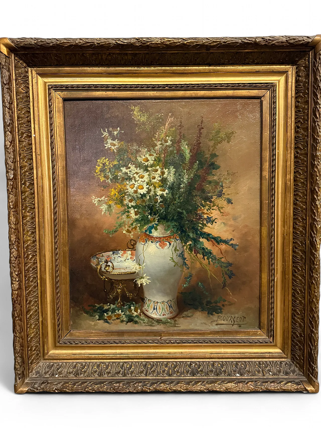 Oil painting on canvas Flowers France Buorgeout with frame, 20th c. 13