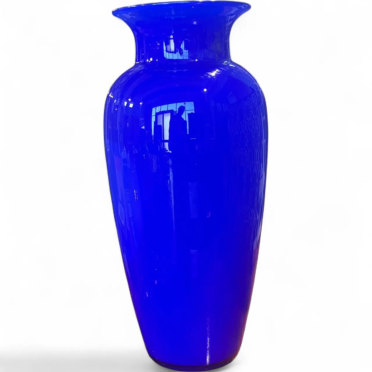 Cobalt blue layered Murano glass vase outside, white inside, 30s 10