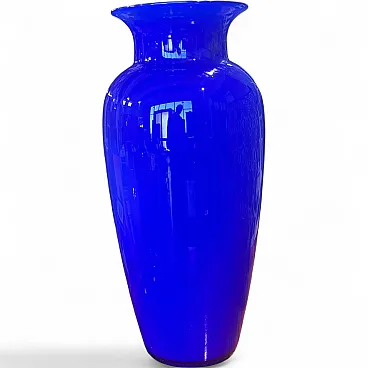 Cobalt blue layered Murano glass vase outside, white inside, 30s