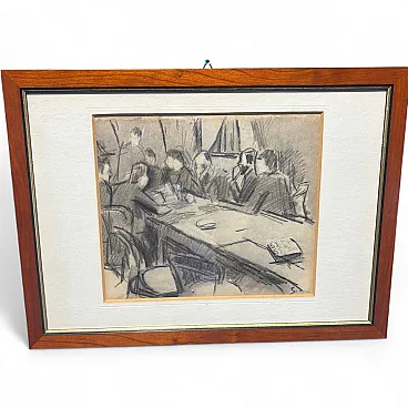 “The Meeting” by Mario Sironi  Graphite watercolor on paper, 20s