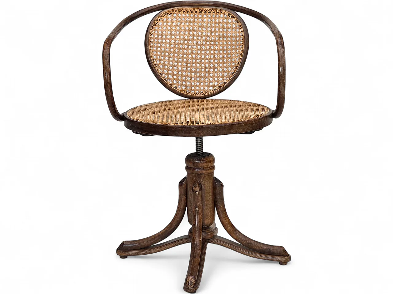 1950s, swivel armchair, bent wood, furniture mesh. 19