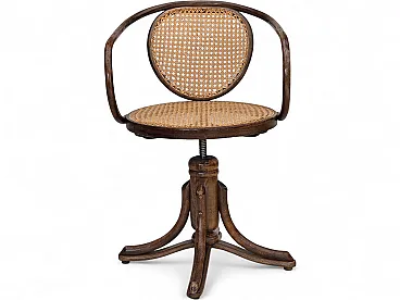 1950s, swivel armchair, bent wood, furniture mesh.