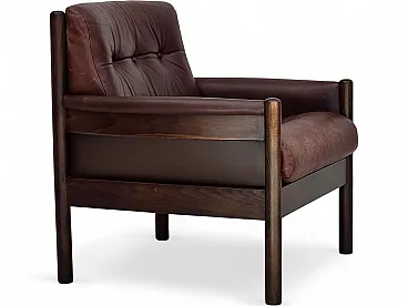 1970s, Scandinavian armchair, furniture leather, beech wood.
