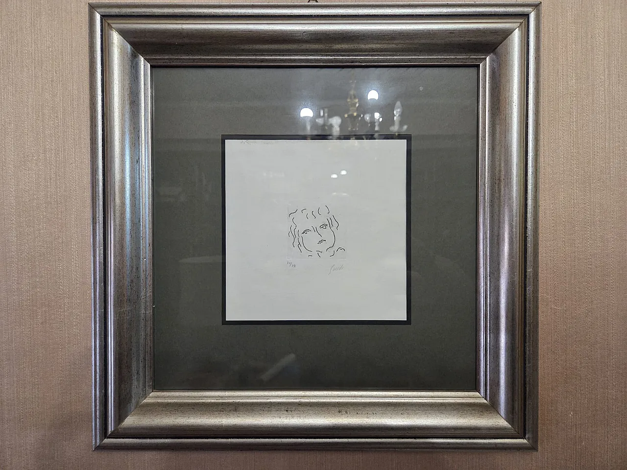 Virgilio Guidi, Portrair, etching, 1970s 3