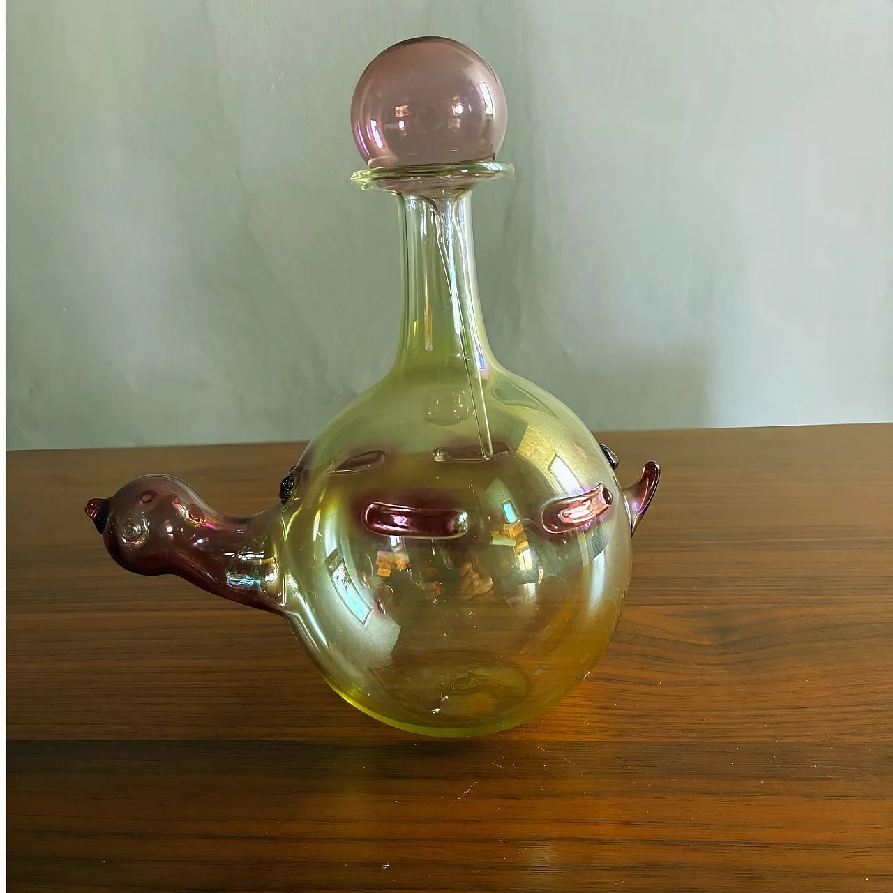 Glass duck-shaped decanter, 1980s 1