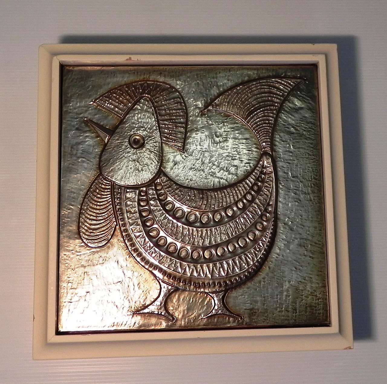Pair of decorative brass tiles, 1970s 5
