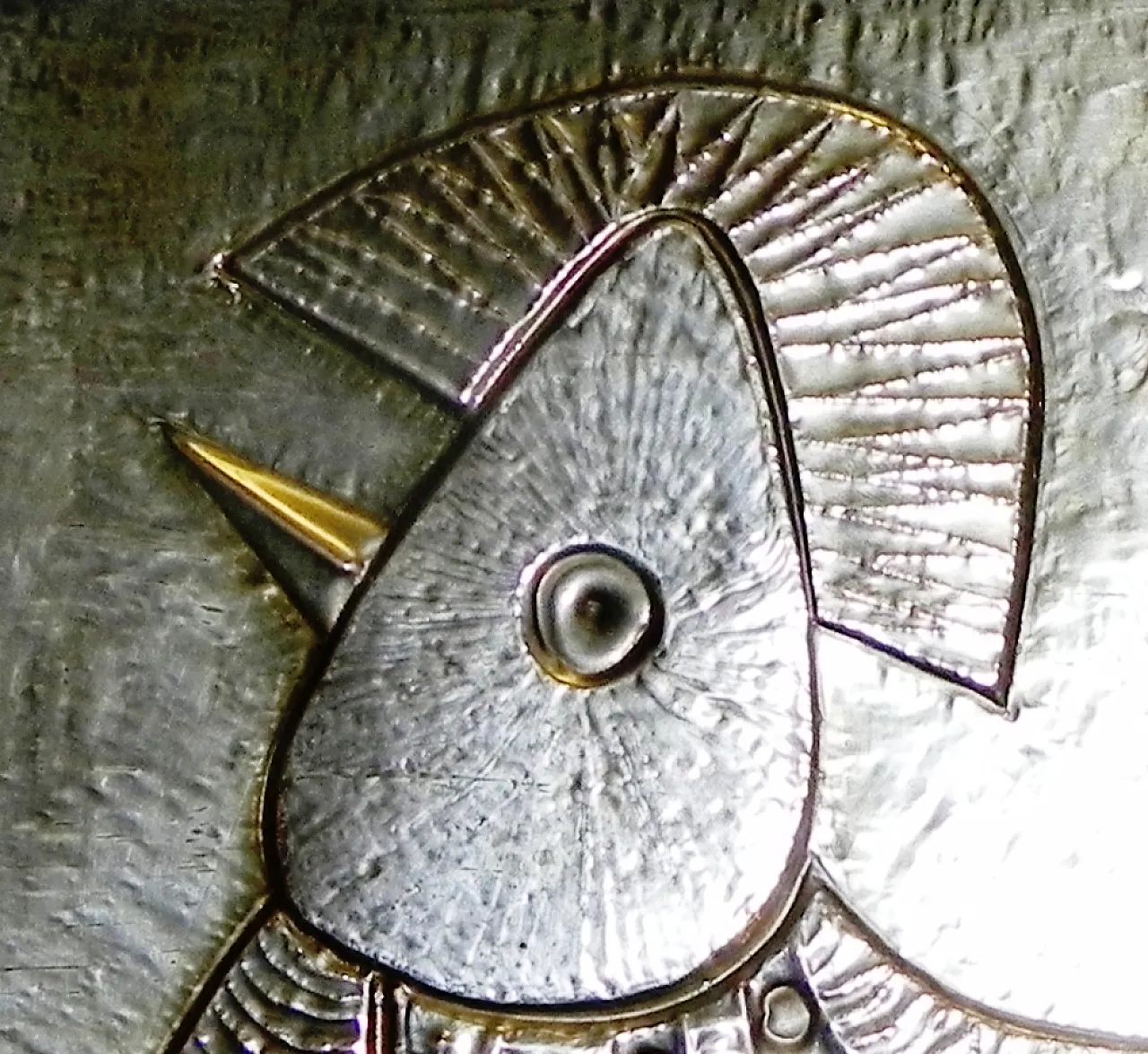 Pair of decorative brass tiles, 1970s 7