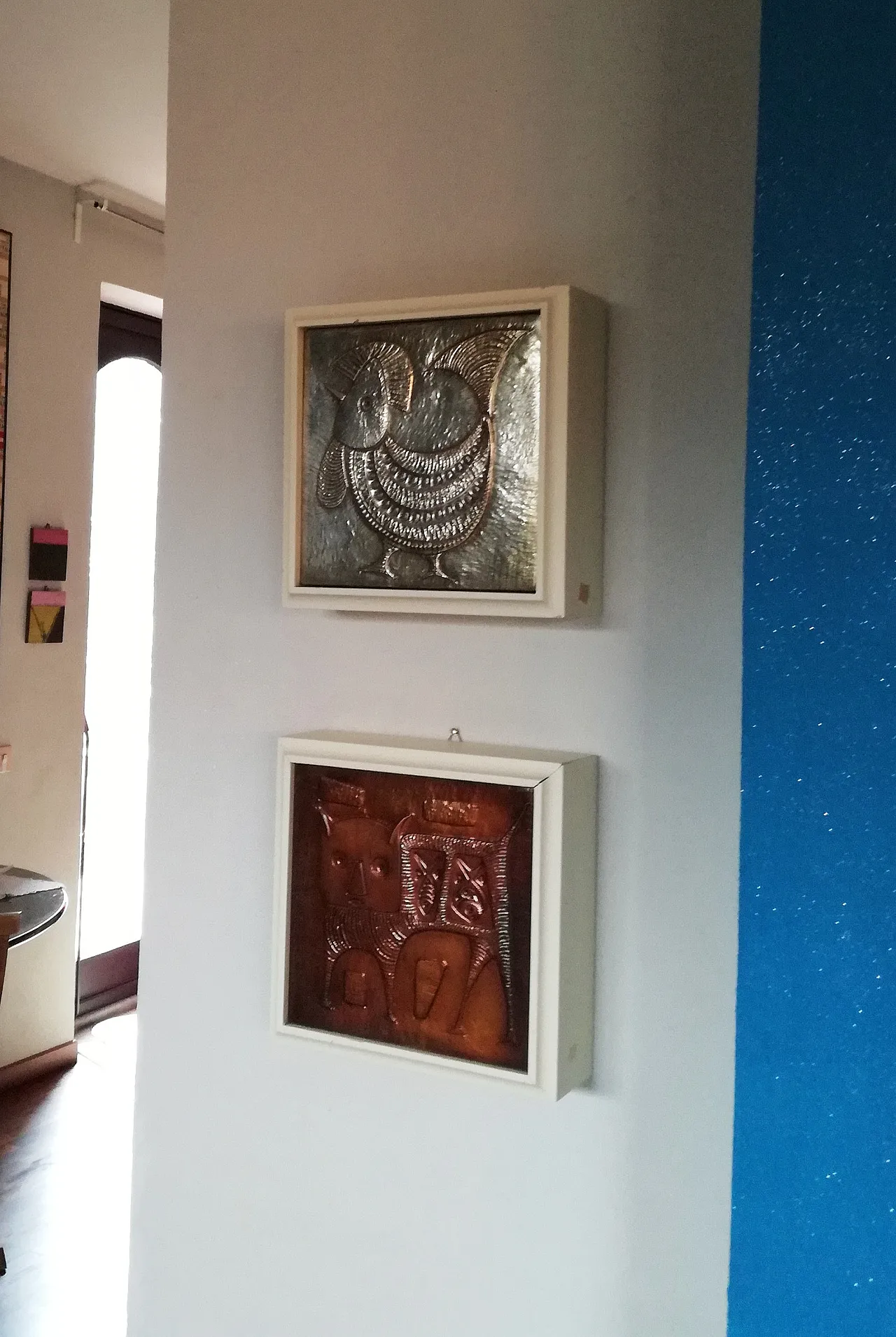 Pair of decorative brass tiles, 1970s 13