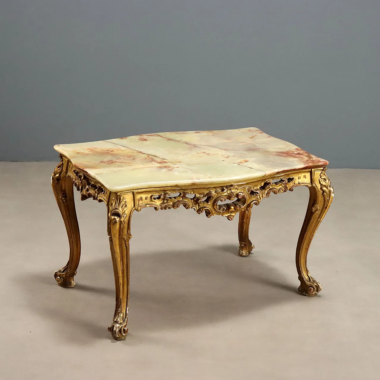 Baroque style coffee table with alabaster top, early 20th century 1