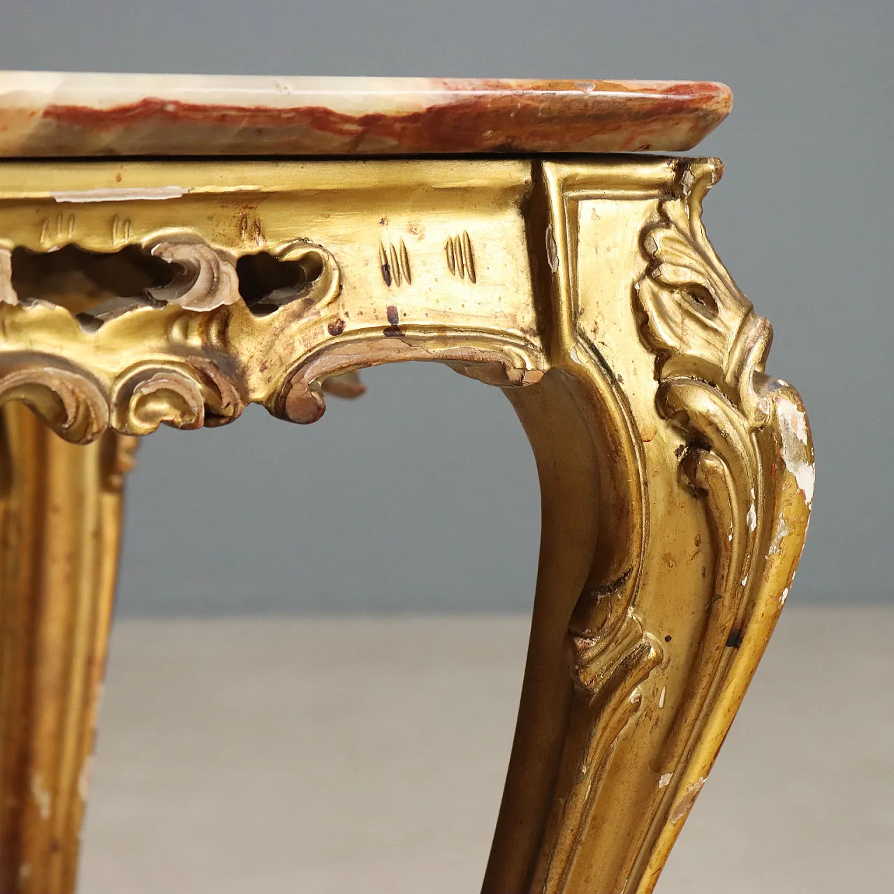 Baroque style coffee table with alabaster top, early 20th century 4