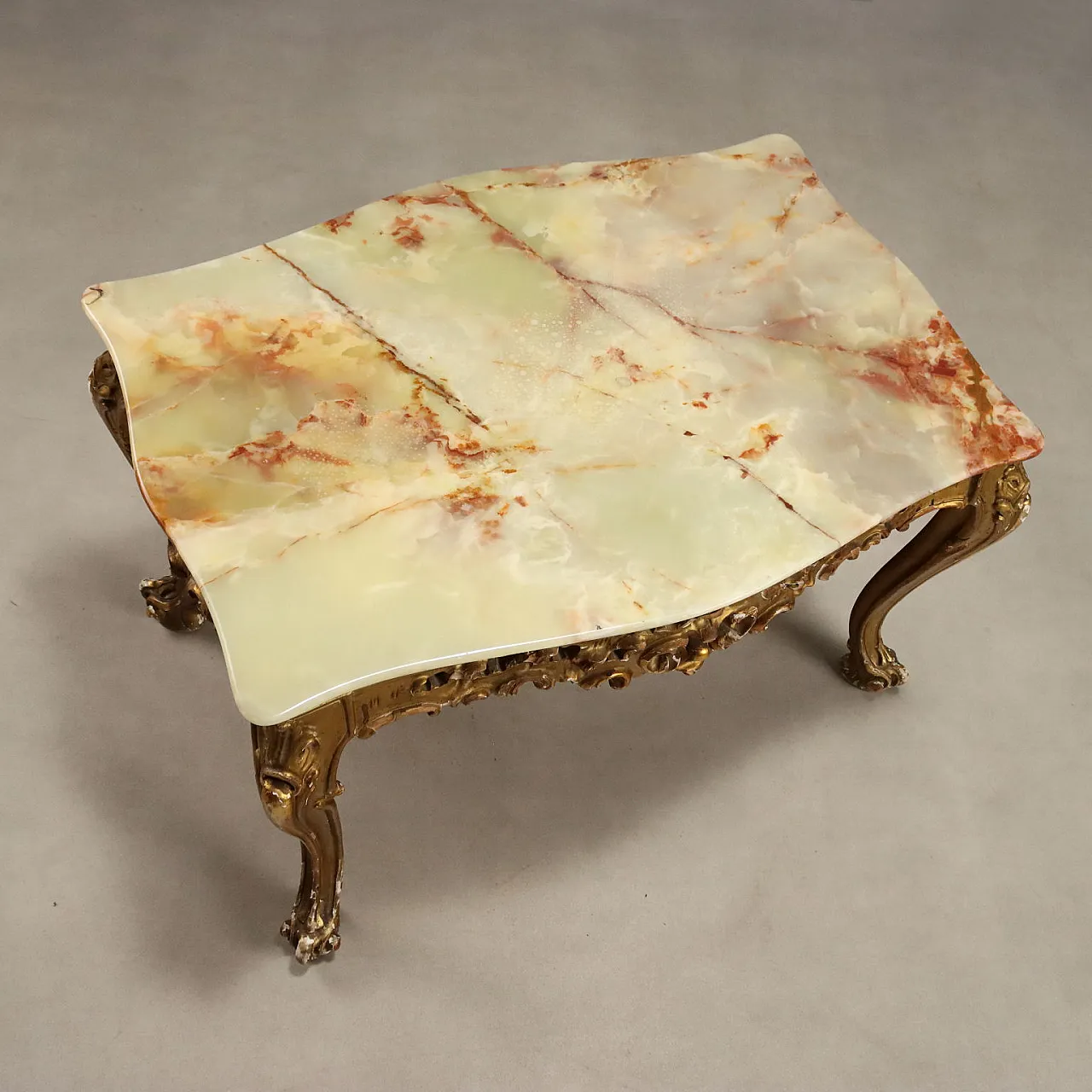 Baroque style coffee table with alabaster top, early 20th century 6