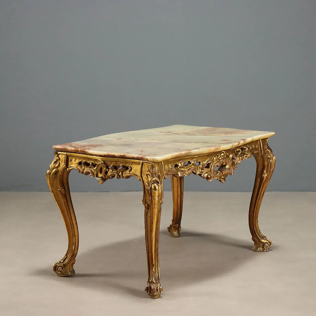 Baroque style coffee table with alabaster top, early 20th century 10