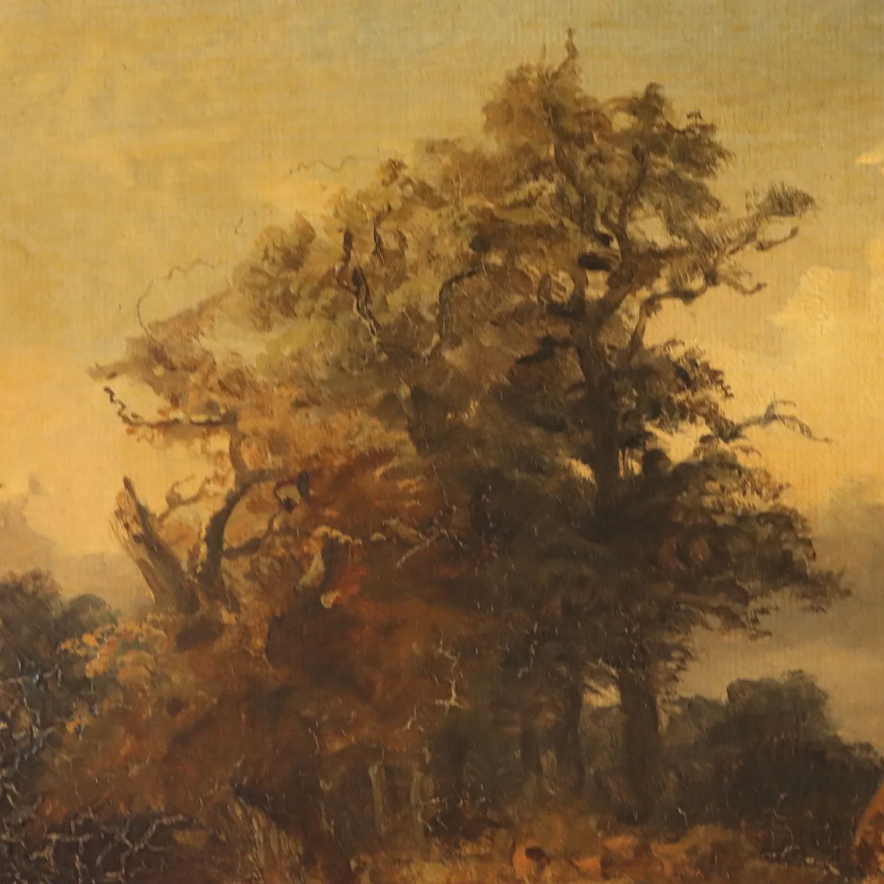 Landscape Painting with Fighting Deer, oil on canvas, 19th century 5