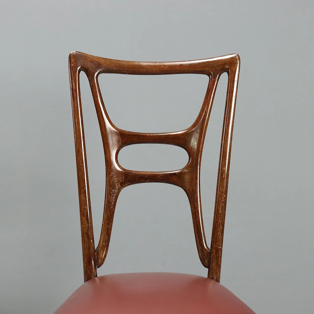 6 Chairs with bordeaux seat, 1950s 4