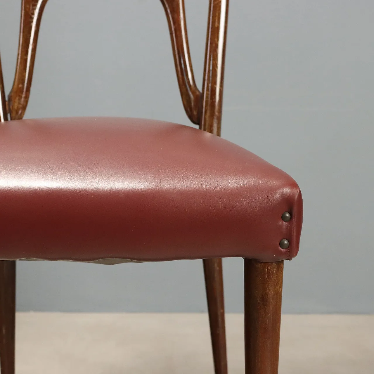 6 Chairs with bordeaux seat, 1950s 5