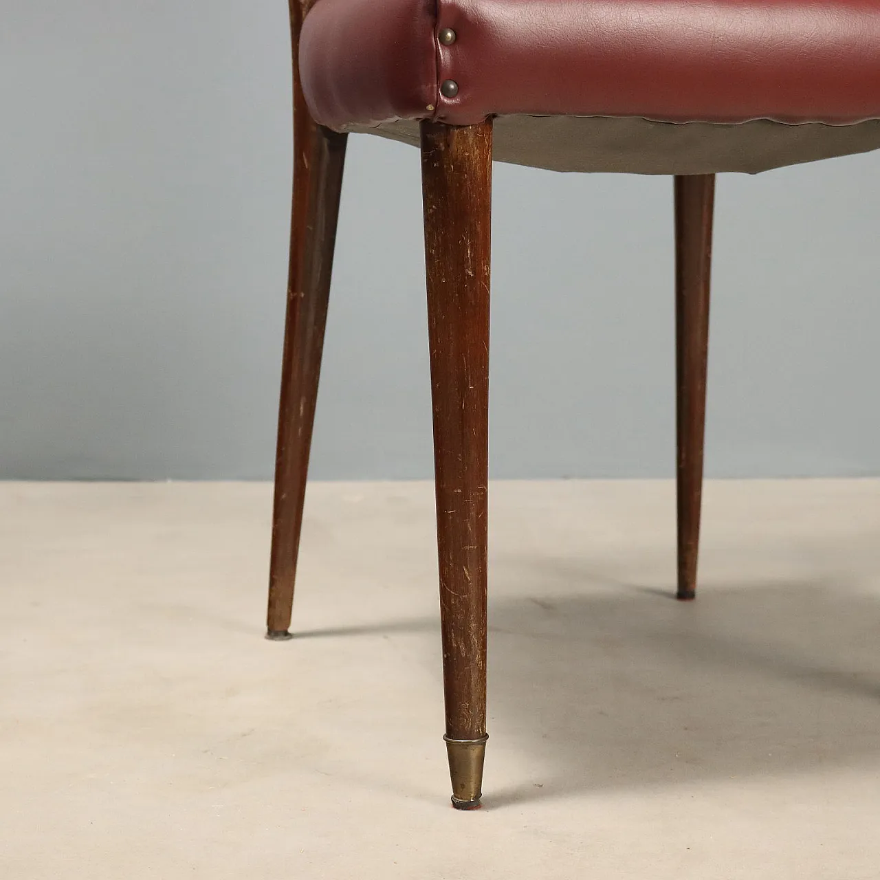 6 Chairs with bordeaux seat, 1950s 6