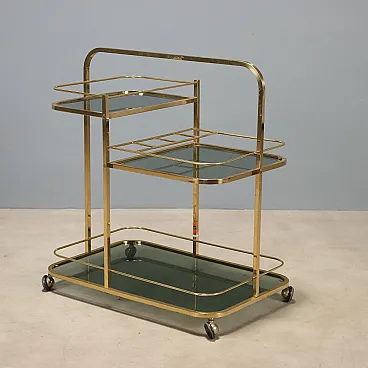 Bar cart in brass, 1970s