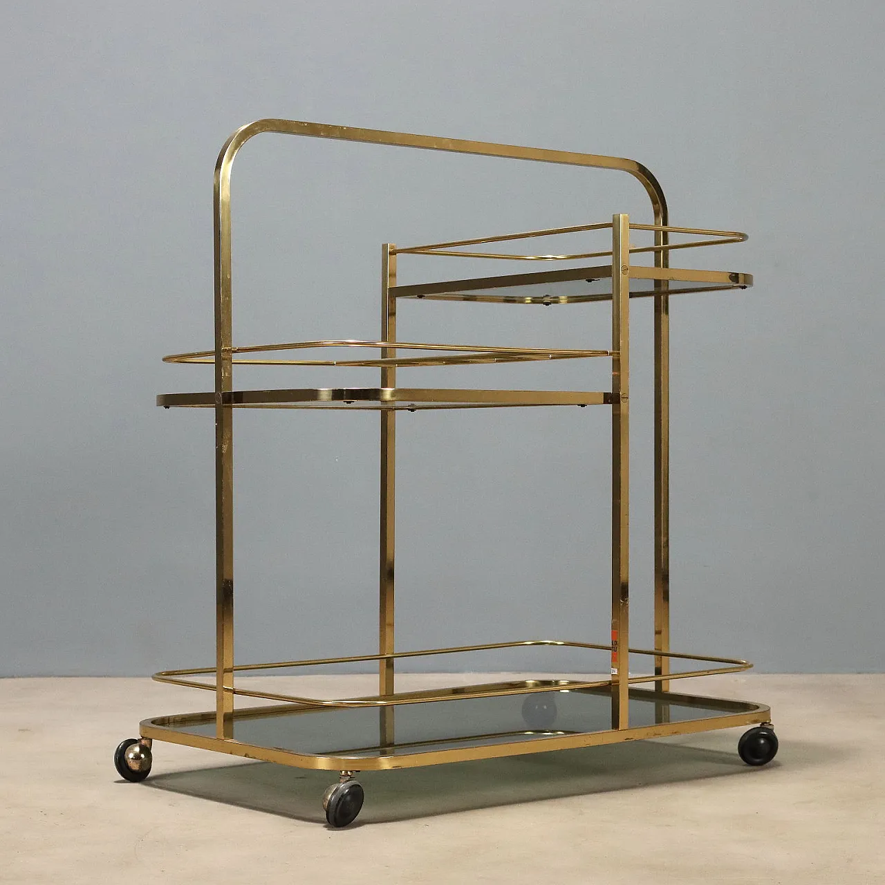 Bar cart in brass, 1970s 8