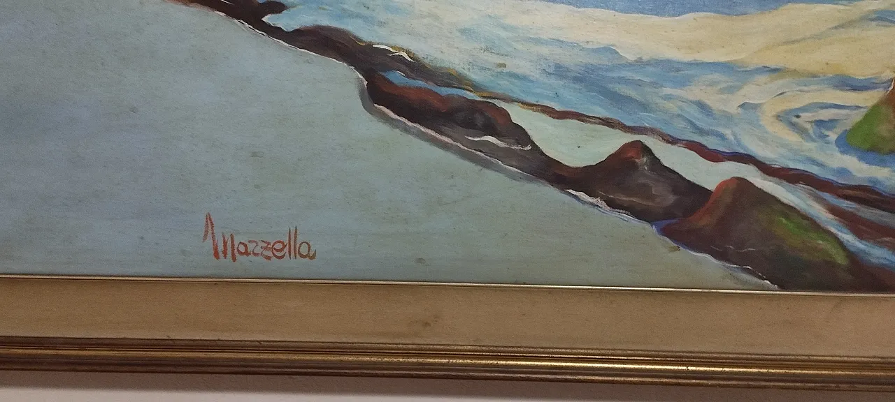 Large seascape painting by artist Mazzella, 1970s 4
