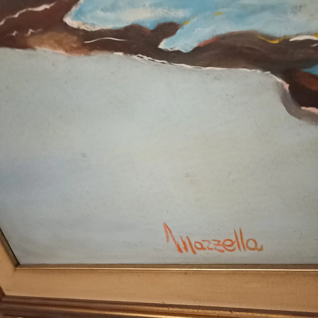 Large seascape painting by artist Mazzella, 1970s 6