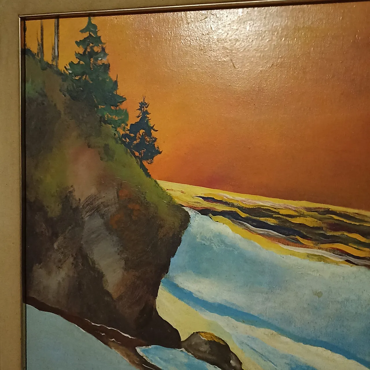 Large seascape painting by artist Mazzella, 1970s 9