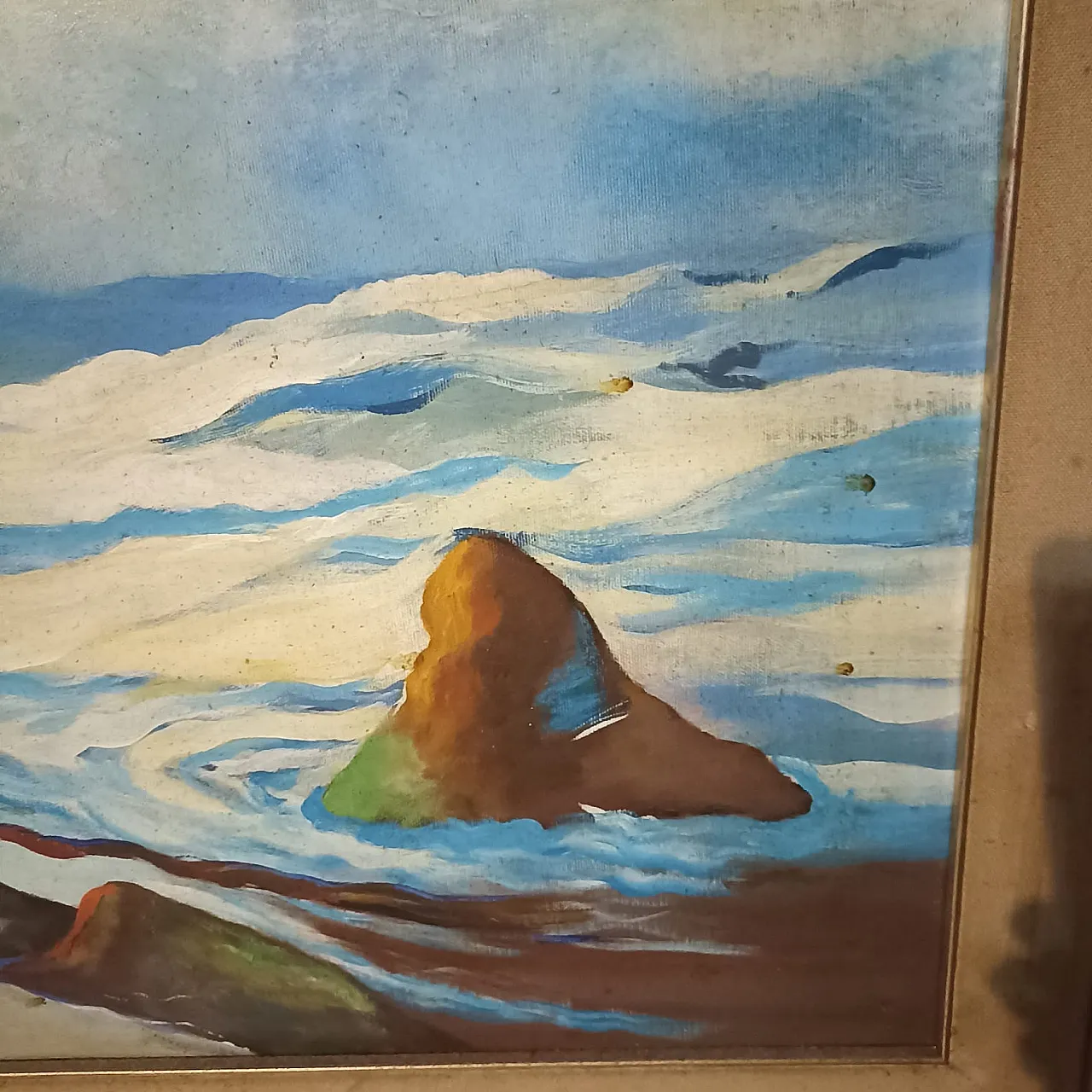 Large seascape painting by artist Mazzella, 1970s 12