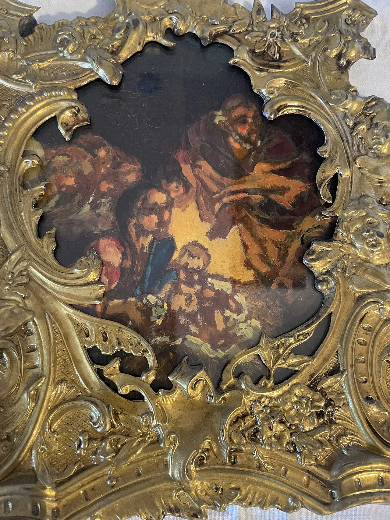 Pair of sacred icons in brass shell frames, 19th century 4
