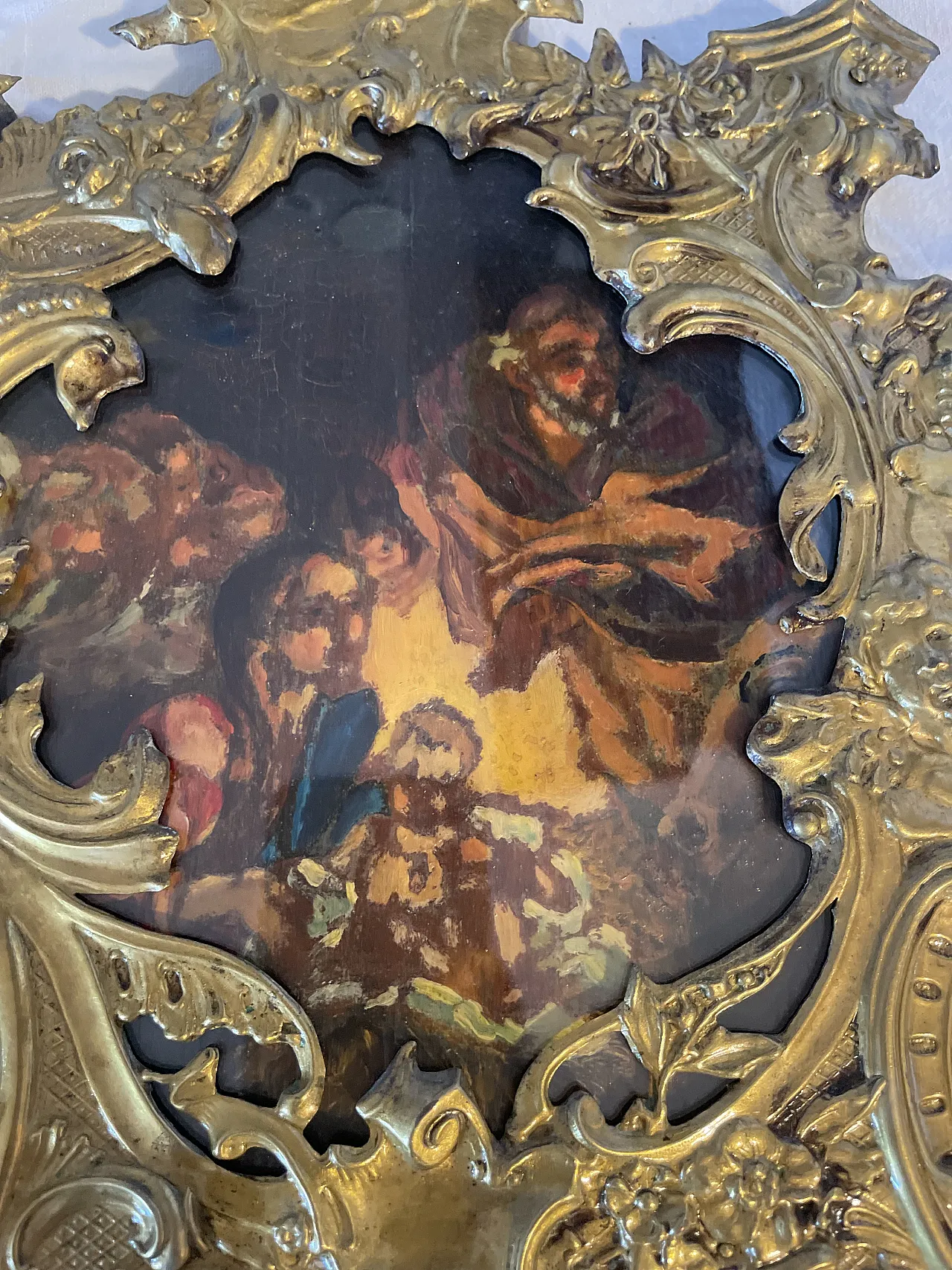 Pair of sacred icons in brass shell frames, 19th century 5