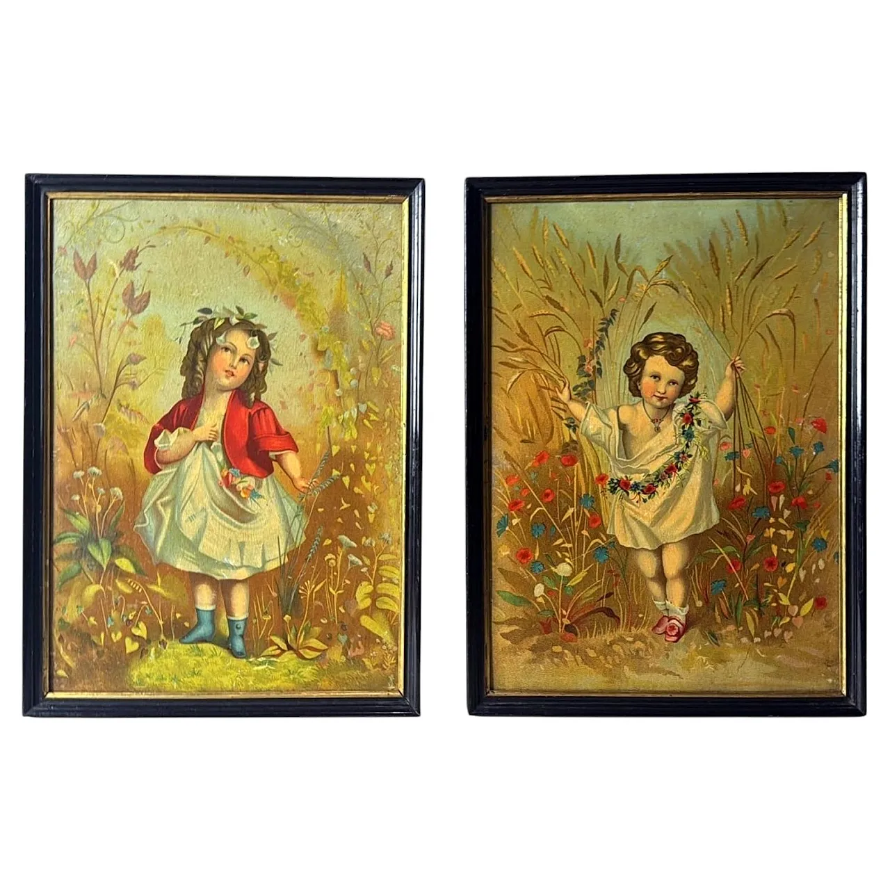 Coppia di cromolitografie pubblicitarie francesi Belle Époque, '900 1