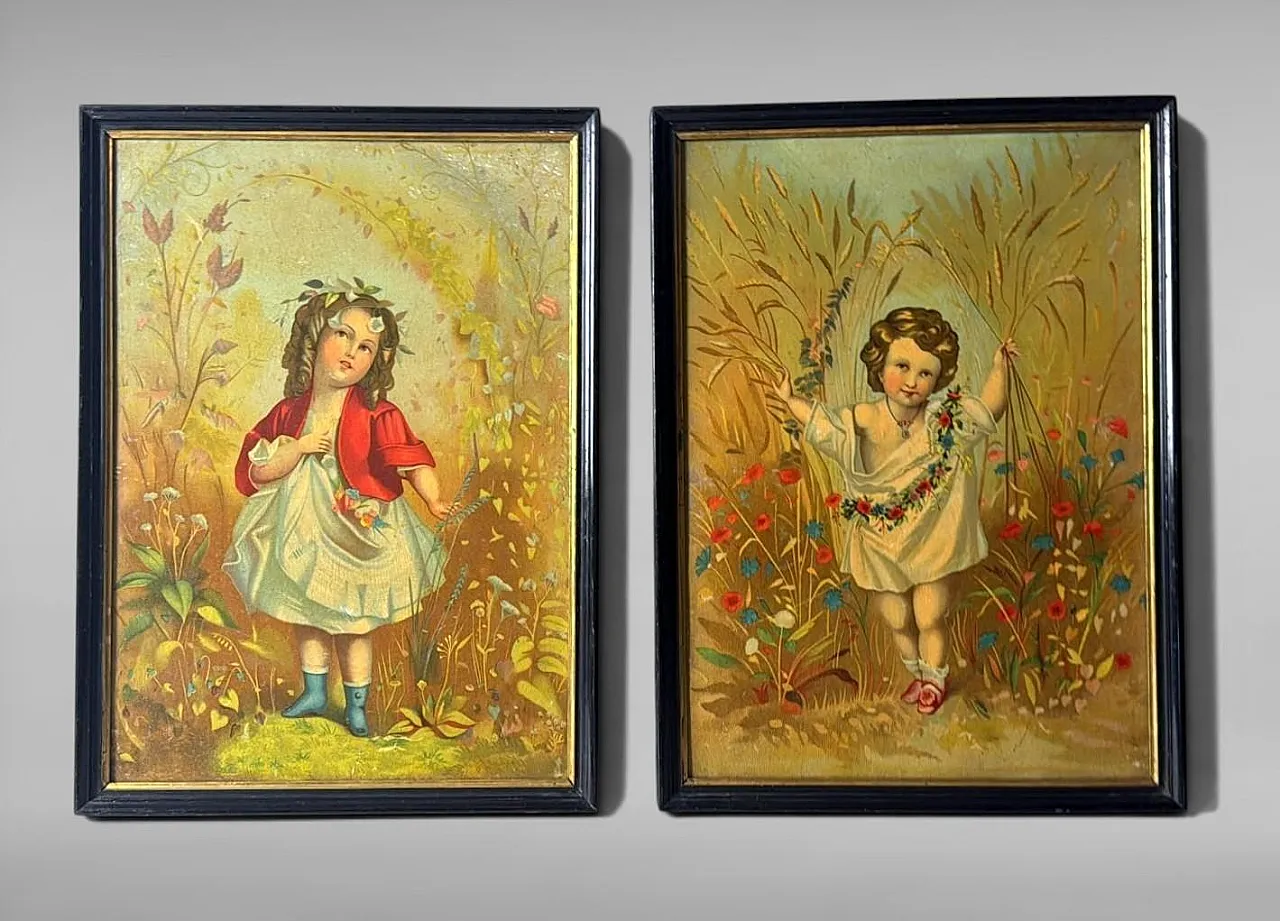 Coppia di cromolitografie pubblicitarie francesi Belle Époque, '900 2