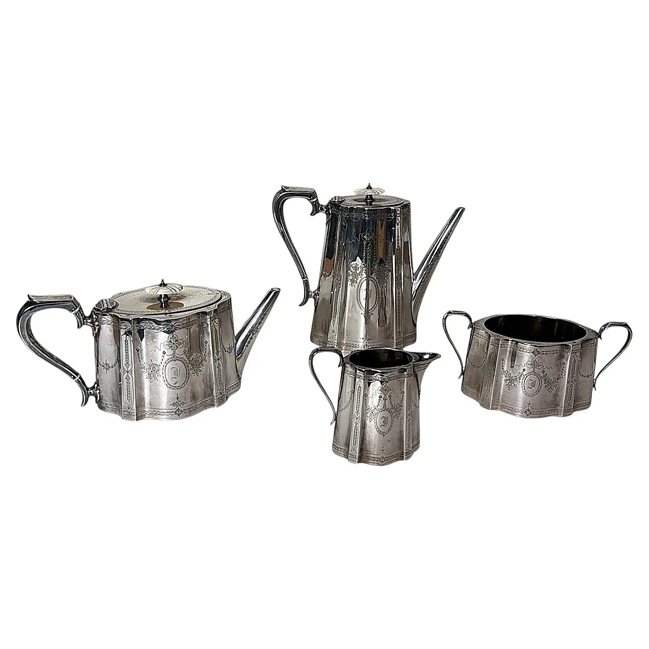 Martin Hall & Co., servizio da tè e caffè placcato argento, '800 1