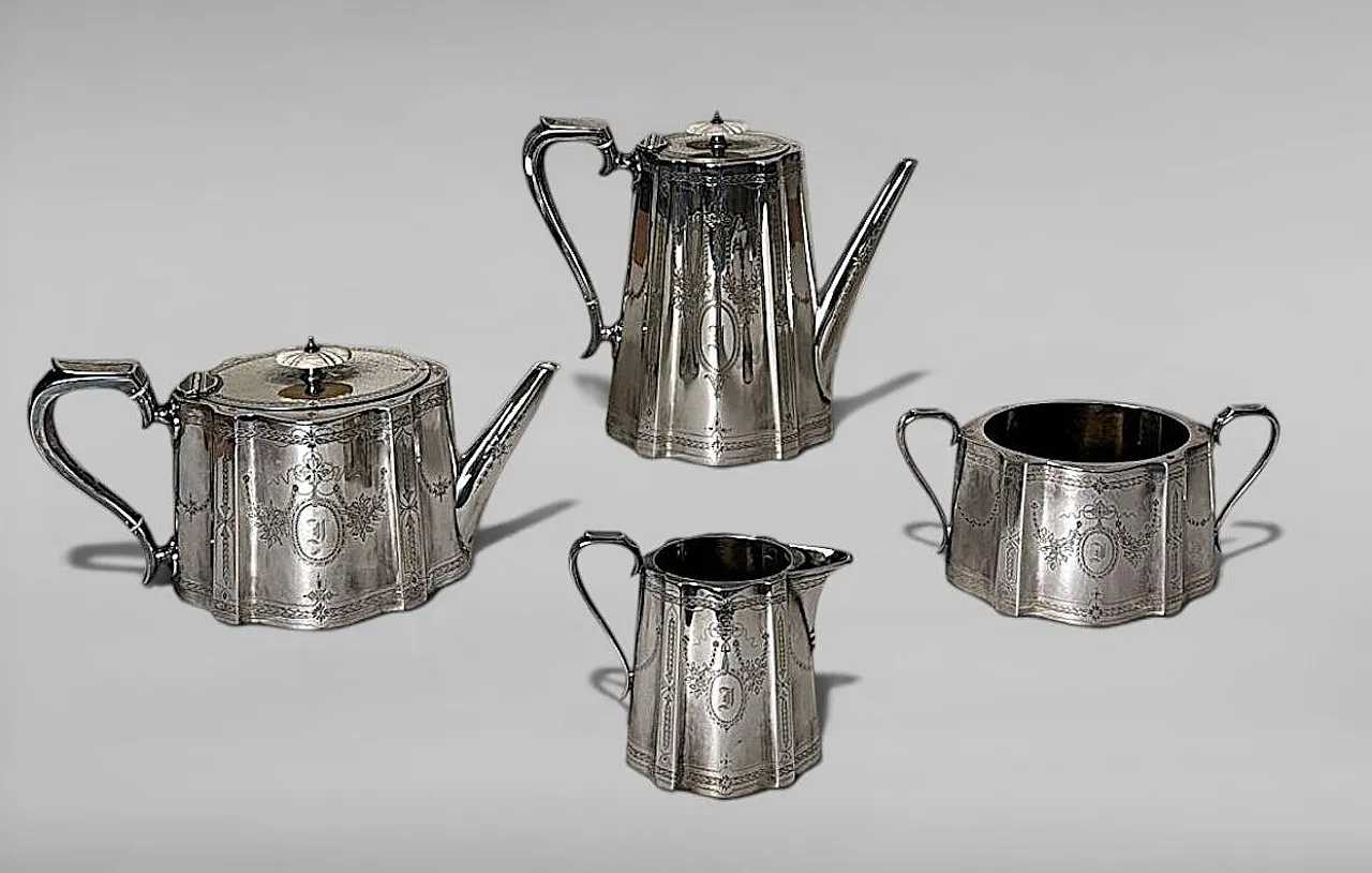Martin Hall & Co., servizio da tè e caffè placcato argento, '800 3