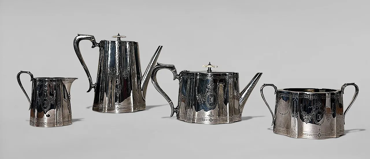 Martin Hall & Co., servizio da tè e caffè placcato argento, '800 4