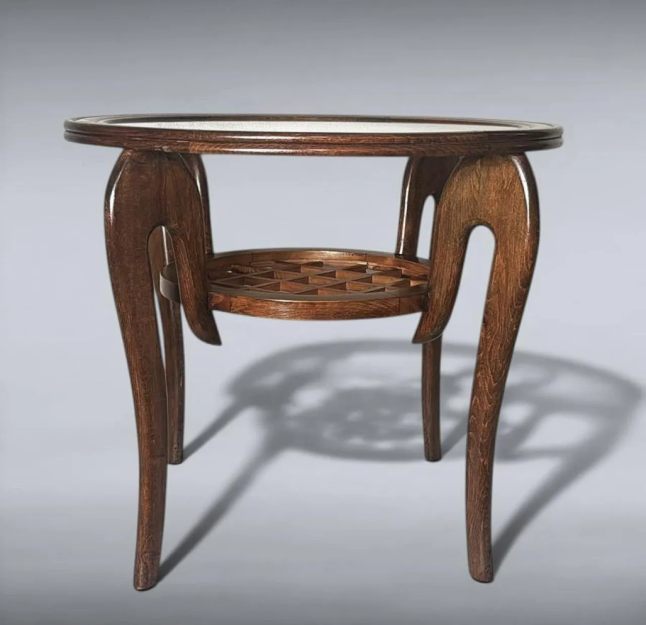 Tavolino in noce di Paolo Buffa con piano in vetro smussato, anni '50 5