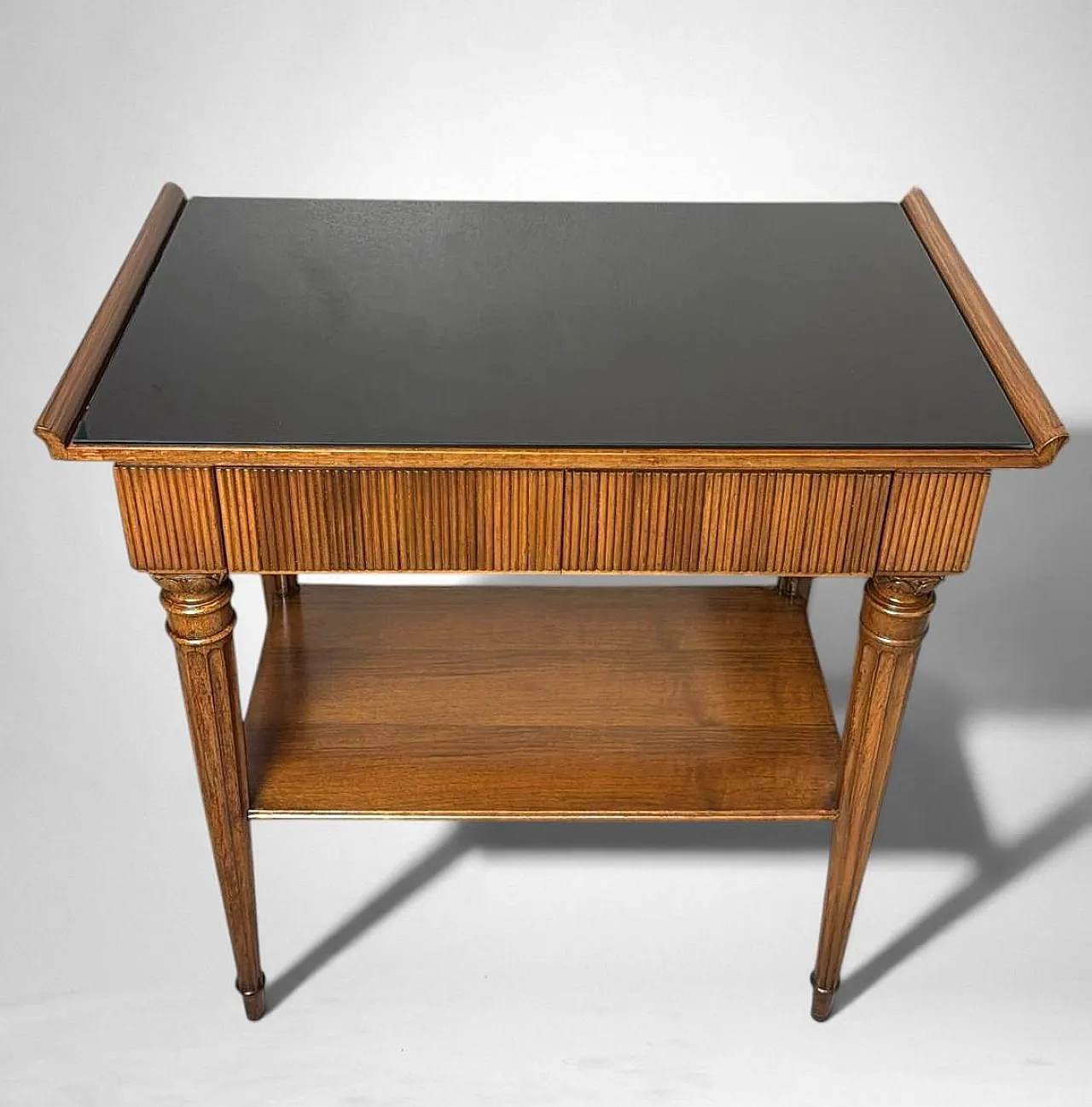 Mid-Century Modern pair of wooden nightstands with glass tops, 1950s 8